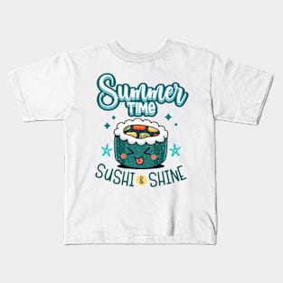 Sushi Eating Summer Time Kawaii Sushi Anime Japanese Kids T-Shirt